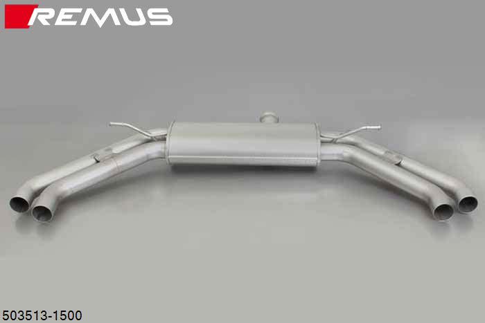 503513 1500, Mercedes CLA 250 (260) 2WD and 4matic, C117, Year 2013- , 2.0l 155 kW, Remus RACING sport exhaust centered for L/R system (without tail pipes), without homologation (original tube round 60 mm, REMUS tube round 65 mm)