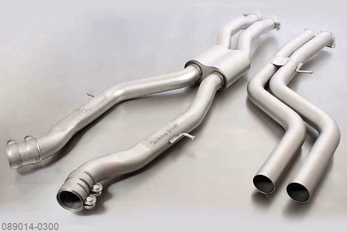 089014 0300, BMW M4 F82 Coupe, Year 2014- , 3.0l 317 kW (S55B30), Remus RACING X-pipe RESONATED front section (eliminating front silencer and secondary catalytic converters), without homologationOriginal tube round 65 mm, REMUS tube round 70 mm