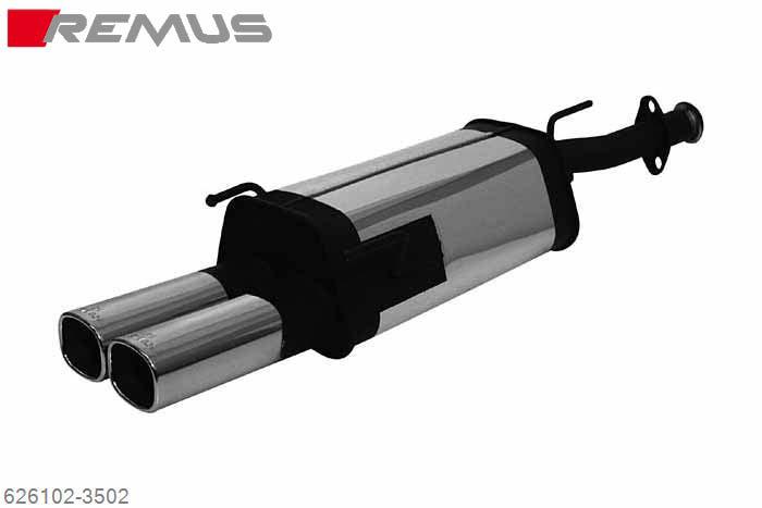 626102 3502, Opel Astra G Caravan (flange connection), Type T98/Kombi, 2.0l Turbo 141/147 kW and OPC (Z20LET), 2.0l DTI 74 kW (Y20DTH), JULYear 2002- until Chassis no. 3600000, 2.2l DTI 92 kW (Y22DTR), JULYear 2002- until Chassis no. 3600000, Remus Sport exhaust with 2 tail pipes 92x78 mm, not suitable in combination with a towbar!