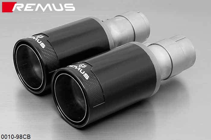 0010 98CB, Mini Cooper S R56, Year 2007- , 1.6l 16V 128 kW, Remus Tail pipe set 2 tail pipes round 98 mm Street Race Black Chrome