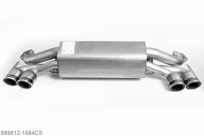 689612 1584CS, Porsche 911 Carrera 4 Type 991, Year 2013 - , 3.4l 257 kW (MA104), Remus RACING stainless steel sport exhaust system L/R cat-back, 4 stainless steel Carbon Race tips round 84 mm, with 2 integrated vacuum operated valves, without homologationThe valve position is vacuum controlled via the onboard electronics.