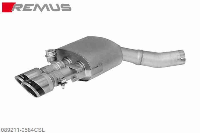 089211 0584CSL, BMW M5 F10 Sedan, Year 2011- , 4.4l V8 412 kW (S63B44), Remus Sport exhaust left with 2 tail pipe round 84 mm Carbon Race, with vacuum operated valve, incl. EEC homologationThe valve position is vacuum controlled via the onboard electronics.
