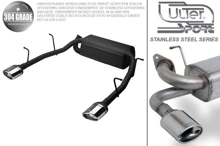 Ulter Sport, Einddemper L+R, Geheel RVS, Enkel Ovaal 120x80mm, Renault, LAGUNA II, 02/2001-, 1.6 16V  81/85 kW, 1.8 16V  87 kW, 2.0 16V  99/103 kW, 1.9 dCi 70/74/81/85/88/92/96 kW, 2.2 dCi   102/110 kW, Pasklaar, Past op originele middendemper/katalysator