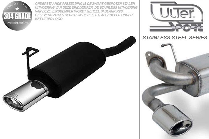 Ulter Sport, Einddemper, Geheel RVS, Enkel Ovaal 120x80mm, Fiat, BRAVA, 1.4 12V 55/59kW, 1.6 16V 66/76kW, 97-01, Pasklaar, Past op originele middendemper/katalysator