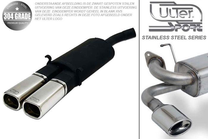 Ulter Sport, Einddemper, Geheel RVS, Dubbel Rechthoek 80x65mm, Opel, CALIBRA, 2.0i 85kW 2WD, 4WD, 2.0 16V 110kW  2WD  90-93, 2.0 16V 110kW  4WD, 90-07/97, Pasklaar, Past op originele middendemper/katalysator