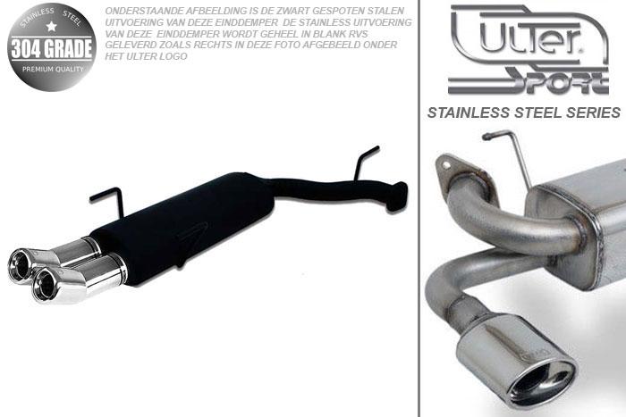 Ulter Sport, Einddemper, Geheel RVS, Dubbel Rond 80mm DTM, Opel, VECTRA-B  (facelift), 1.6 16V 74kW, 1.8 16V 92kW, 2.0 16V 108kW, 09/99-09/2002, COMBI, Pasklaar, Past op originele middendemper/katalysator
