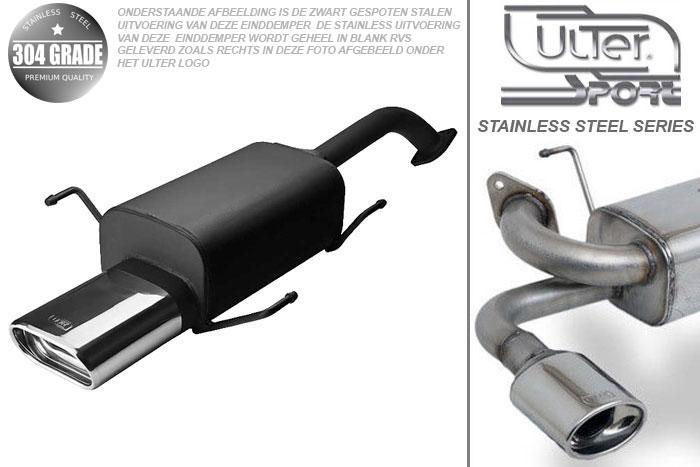 Ulter Sport, Einddemper, Geheel RVS, Enkel plat ovaal 145x75mm, Nissan, 100NX, 1.6  16V  66/70/75 kW, 10/90-96, Pasklaar, Past op originele middendemper/katalysator