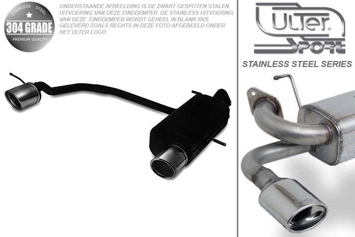 Ulter Sport, Einddemper L+R, Geheel RVS, Enkel Rond 90mm, Citroen, C3, 1.1 44kW, 2002-, Pasklaar, Past op originele middendemper/katalysator