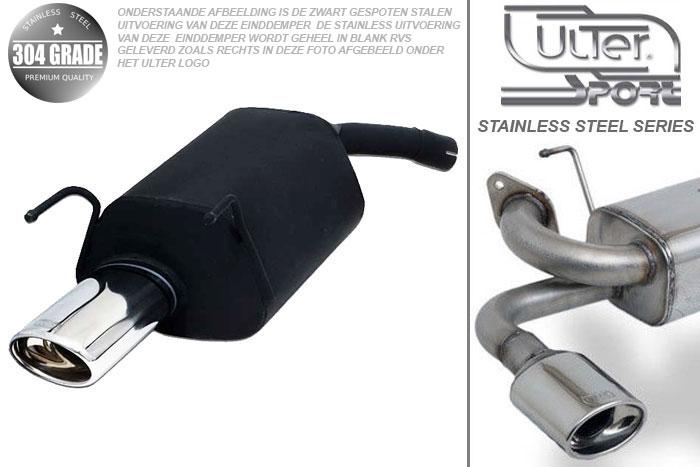 Ulter Sport, Einddemper, Geheel RVS, Enkel Ovaal 120x80mm, Opel, VECTRA-C, 1.6 16V 74kW, 1.8 16V 81/90kW, 2.2 16V 108kW, 2.0 DTI 74kW, 2.2 DTI 86/92kW, 09/02- 05  SEDAN, Pasklaar, Past op originele middendemper/katalysator