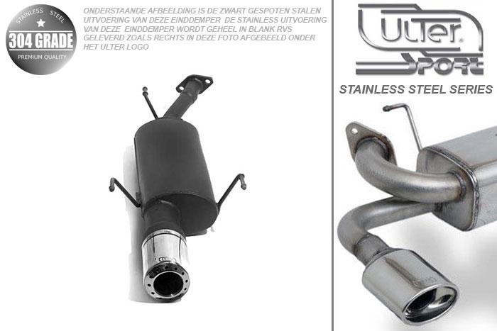 Ulter Sport, Einddemper, Geheel RVS, Enkel Rond 100mm, Opel, ASTRA-G, 1.4 16V 66kW, 1.6 16V 74kW, 1.8 8V 55/62kW, 1.8 16V 85/92kW, 2.0 16V 100kW, 98- 03   COMBI, Pasklaar, Past op originele middendemper/katalysator