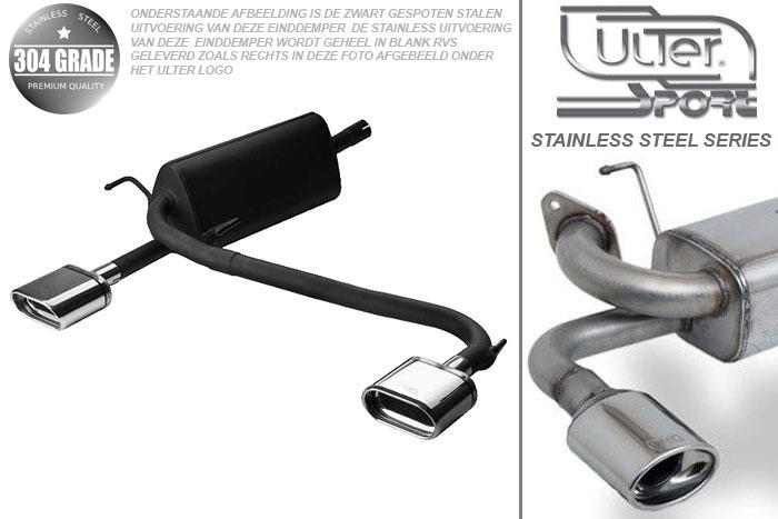 Ulter Sport, Einddemper L+R, Geheel RVS, Enkel plat ovaal 145x75mm, Opel, ASTRA-H, 1.3CDTi 66kW, 1.7CDTi 59/74kW, 1.9CDTi 88/110kW, 2003-  COMBI, Pasklaar, Past op originele middendemper/katalysator