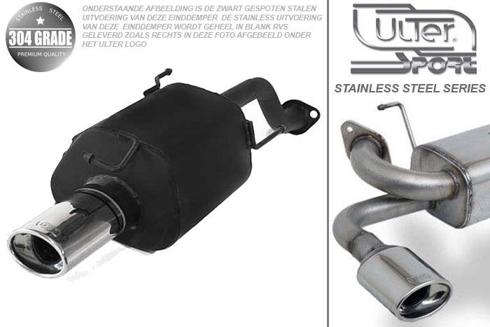 Ulter Sport, Einddemper, Geheel RVS, Enkel Ovaal 120x80mm, Honda, CIVIC VI, 1.4 16V 55/66kW, 1.5 VTEC-E 16V 66/85kW, 1.6 16V 83/93kW, 95-01   HATCHBACK   5-Doors, Pasklaar, Past op originele middendemper/katalysator