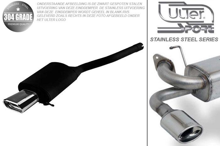Ulter Sport, Einddemper, Geheel RVS, Enkel plat ovaal 145x75mm, Skoda, OCTAVIA II, 1.6 75kW, 1.9TDi 75kW, 2.0TDi 103kW, 04-   HATCHBACK. COMBI, Pasklaar, Past op originele middendemper/katalysator