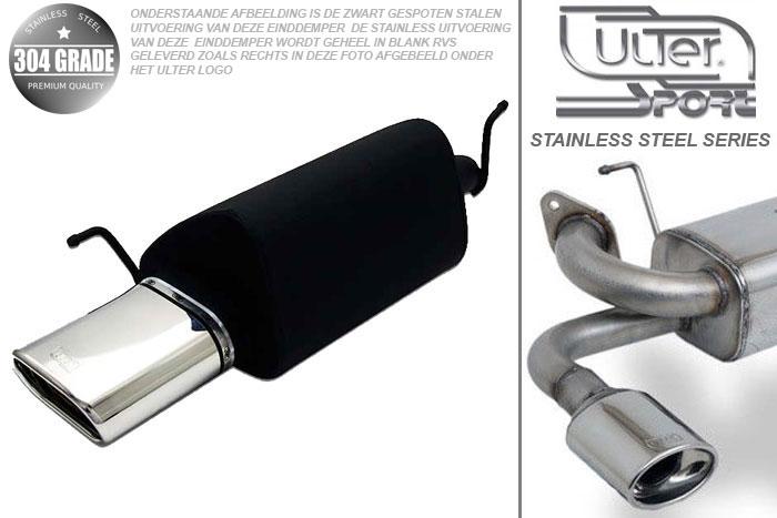 Ulter Sport, Einddemper, Geheel RVS, Enkel plat ovaal 145x75mm, Honda, ACCORD, 1.6 85kW, 1.8iS 16V 100kW, 2.0i 16V 108kW, 2.3i 16V 113kW, 10/98-02  SEDAN, Pasklaar, Past op originele middendemper/katalysator