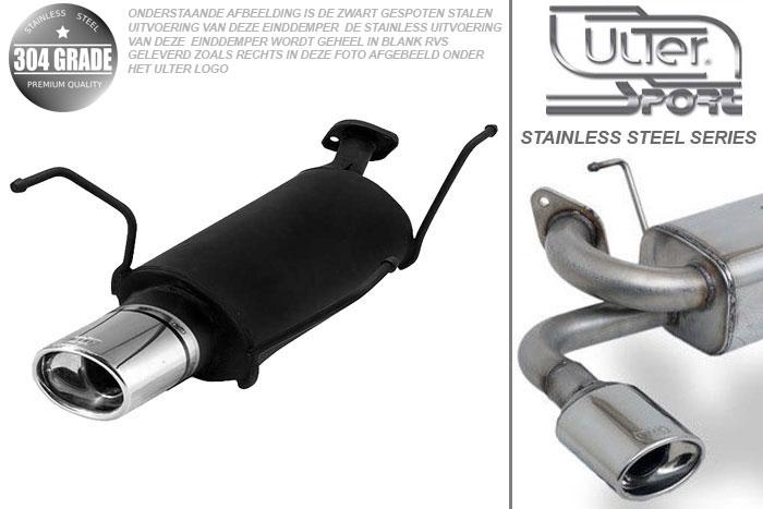 Ulter Sport, Einddemper, Geheel RVS, Enkel Ovaal 120x80mm, Nissan, ALMERA, 1.5i 16V 72kW, 1.8i 16V 82kW, 02/00-  HATCHBACK, Pasklaar, Past op originele middendemper/katalysator