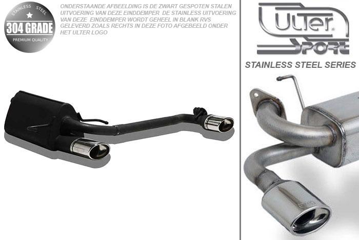 Ulter Sport, Einddemper L+R, Geheel RVS, Enkel Ovaal 120x80mm, Opel, ASTRA-H, 1.4i 66kW, 1.6i 77kW, 1.8i 92kW, 2003-  HATCHBACK 5D. GTC WITHOUT CUT OUT IN BUMPER, Pasklaar, Past op originele middendemper/katalysator