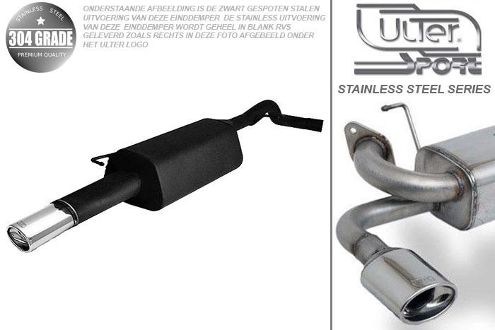 Ulter Sport, Einddemper, Geheel RVS, Enkel Ovaal 95x65mm, Skoda, OCTAVIA, 1.4 44/55kW, 1.6 55/74kW, 1.8 92kW, 2.0 85kW,, 10/96-05, HATCHBACK. COMBI, Pasklaar, Past op originele middendemper/katalysator