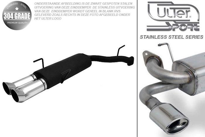 Ulter Sport, Einddemper, Geheel RVS, Dubbel Rond 80mm DTM, Opel, VECTRA-B, 1.6 16V 74kW, 1.8 16V 85kW, 2.0 16V 100kW, 09/95-09/99, COMBI, Pasklaar, Past op originele middendemper/katalysator