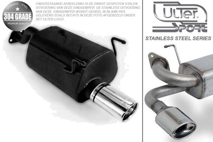 Ulter Sport, Einddemper, Geheel RVS, Enkel Ovaal 95x65mm, Honda, CIVIC VI, 1.4 16V 55/66kW, 1.5 VTEC-E 16V 85kW, 1.6 16V 85kW, 96-01   HATCHBACK   3D, Pasklaar, Past op originele middendemper/katalysator