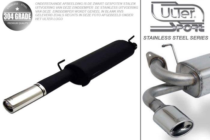 Ulter Sport, Einddemper, Geheel RVS, Enkel Ovaal 95x65mm, Opel, ASTRA-F, 1.4 60kW, 1.4 16V 66kW, 1.6i 52/55kW, 1.6i 16V 74kW, 04/96- SEDAN, Pasklaar, Past op originele middendemper/katalysator