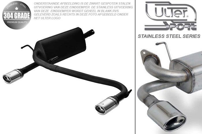 Ulter Sport, Einddemper L+R, Geheel RVS, Enkel Ovaal 95x65mm, Opel, ASTRA-H, 1.3CDTi 66kW, 1.7CDTi 59/74kW, 1.9CDTi 88/110kW, 2003-  HATCHBACK 5D. GTC WITHOUT CUT OUT IN BUMPER, Pasklaar, Past op originele middendemper/katalysator