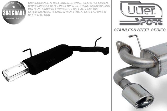 Ulter Sport, Einddemper, Geheel RVS, Enkel Ovaal 120x80mm, Opel, VECTRA-B  (facelift), 1.6 16V 74kW, 1.8 16V 92kW, 2.0 16V 108kW, 09/99-09/2002, Hatchback.  Sedan, Pasklaar, Past op originele middendemper/katalysator