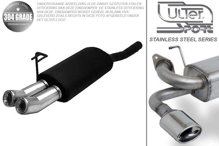 Ulter Sport, Einddemper, Geheel RVS, Dubbel Rond 80mm DTM, Fiat, BRAVA, 1.4 12V 55/59kW, 1.6 16V 66/76kW, 97-01, Pasklaar, Past op originele middendemper/katalysator