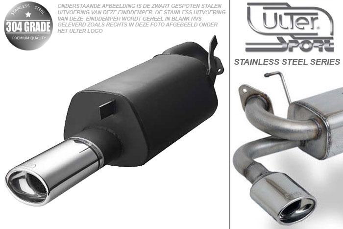 Ulter Sport, Einddemper, Geheel RVS, Enkel Ovaal 120x80mm, Mitsubishi, CARISMA, 1.6 66/74kW, 1.8 16V 85kW, 1.8 GDI 90/92kW, 1.9 TD 66/75/85, 95-04, HATCHBACK. SEDAN, Pasklaar, Past op originele middendemper/katalysator