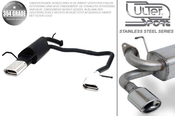 Ulter Sport, Einddemper L+R, Geheel RVS, Enkel plat ovaal 145x75mm, Opel, VECTRA-B, 1.6 16V 74kW, 1.8 16V 85kW, 2.0 16V 100kW, 09/95-09/99, Hatchback.   Sedan, Pasklaar, Past op originele middendemper/katalysator