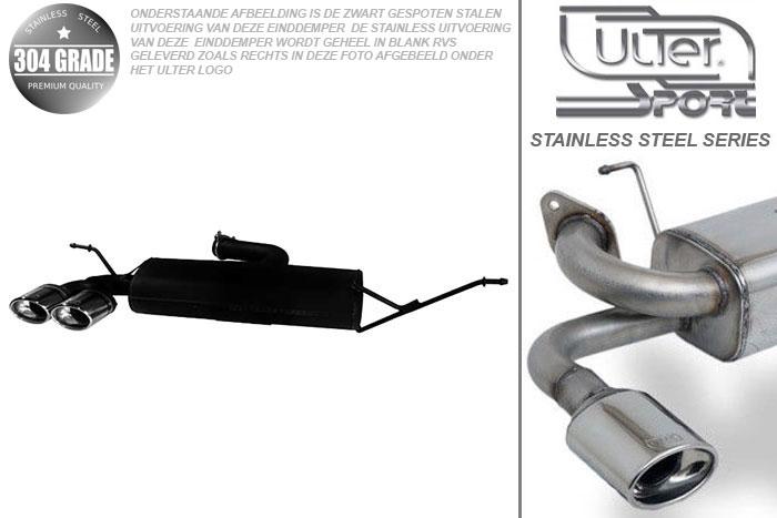 Ulter Sport, Einddemper, Geheel RVS, Dubbel Ovaal 95x65mm, VW, GOLF V, 1.4 55kW, 1.4 FSi 66kW, 1.6 75kW, 1.6 FSi 85kW, 2.0 FSi 110kW, 2.0 Sdi 55kW, 1.9 TDi 66/77kW, 2.0 TDi 100/103kW, 2003-, Pasklaar, Past op originele middendemper/katalysator