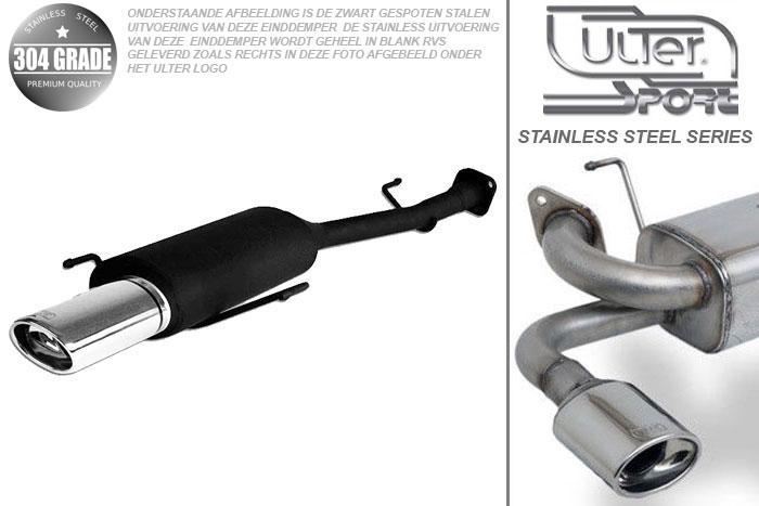 Ulter Sport, Einddemper, Geheel RVS, Enkel Ovaal 95x65mm, Opel, ASTRA-G, 1.4 16V 66kW, 1.6 16V 74kW, 1.8 8V 55/62kW, 1.8 16V 85/92kW, 2.0 16V 100kW, 98- 2003   SEDAN, Pasklaar, Past op originele middendemper/katalysator
