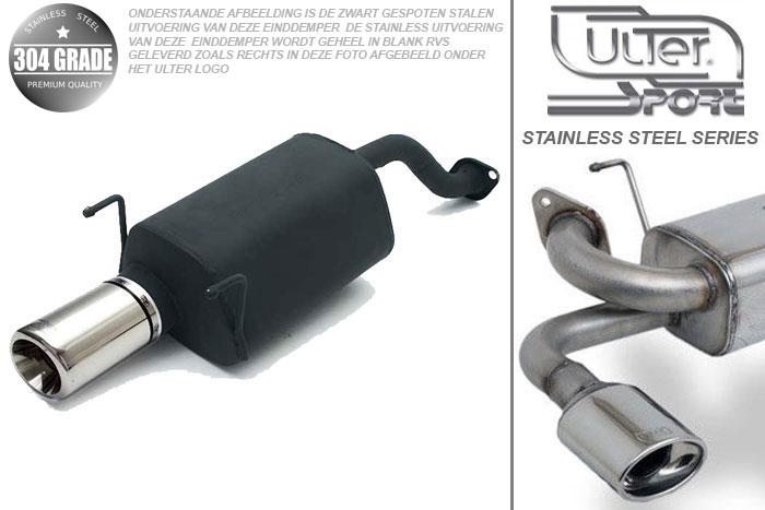 Ulter Sport, Einddemper, Geheel RVS, Enkel Rond 100mm, Honda, CIVIC V, 1.3 16V 55kW, 1.5i 16V 66kW, 1.6i 16V 92kW, 92-96  HATCHBACK, Pasklaar, Past op originele middendemper/katalysator