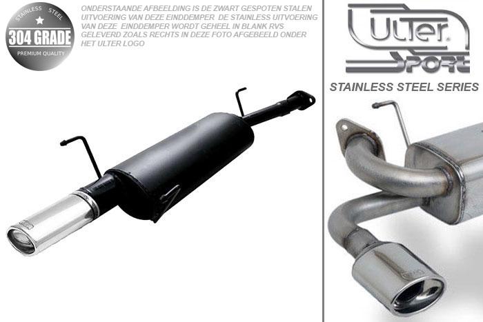 Ulter Sport, Einddemper, Geheel RVS, Enkel Ovaal 95x65mm, Opel, ASTRA-G, 1.4 16V 66kW, 1.6 16V 74kW, 1.8 8V 55/62kW, 1.8 16V 85/92kW, 2.0 16V 100kW, 98- 03   COMBI, Pasklaar, Past op originele middendemper/katalysator