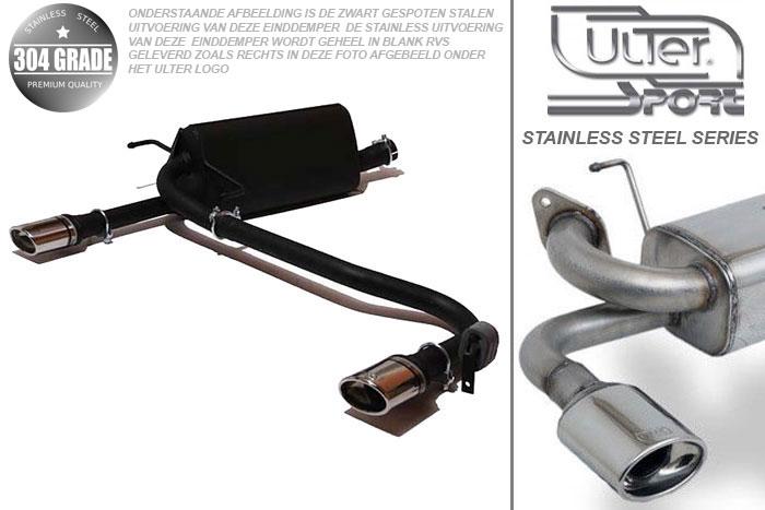 Ulter Sport, Einddemper L+R, Geheel RVS, Enkel Ovaal 95x65mm, Opel, ASTRA-H, 1.3CDTi 66kW, 1.7CDTi 59/74kW, 1.9CDTi 88/110kW, 2003-  COMBI, Pasklaar, Past op originele middendemper/katalysator
