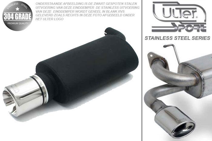 Ulter Sport, Einddemper, Geheel RVS, Enkel Rond 80mm, Toyota, COROLLA, 1.4, 1.6, 04/97-01, SEDAN, Pasklaar, Past op originele middendemper/katalysator