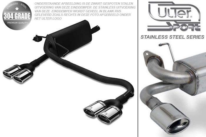 Ulter Sport, Einddemper L+R, Geheel RVS, Dubbel Ovaal 95x65mm, Opel, ASTRA-H, 1.4i 66kW, 1.6i 77kW, 1.8i 92kW, 2003-  COMBI, Pasklaar, Past op originele middendemper/katalysator