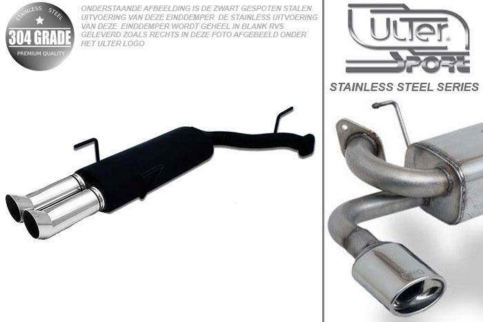 Ulter Sport, Einddemper, Geheel RVS, Dubbel Rond 80mm DTM, Opel, VECTRA-B  (facelift), 1.6 16V 74kW, 1.8 16V 92kW, 2.0 16V 108kW, 09/99-09/2002, Hatchback.  Sedan, Pasklaar, Past op originele middendemper/katalysator