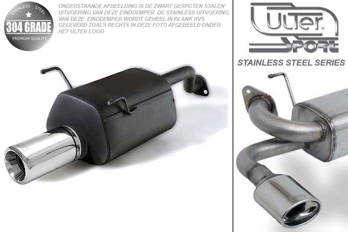 Ulter Sport, Einddemper, Geheel RVS, Enkel Rond 100mm, Honda, CIVIC V, 1.5i 16V 66kW, 1.6i 16V 92kW, 92-96   SEDAN, COUPE EJ1 EJ2, Pasklaar, Past op originele middendemper/katalysator