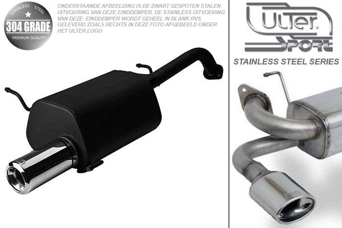 Ulter Sport, Einddemper, Geheel RVS, -Enkel Rond 100mm, Chevrolet, LACETTI, 1.4 16V, 04-, HATCHBACK, Pasklaar, Past op originele middendemper/katalysator