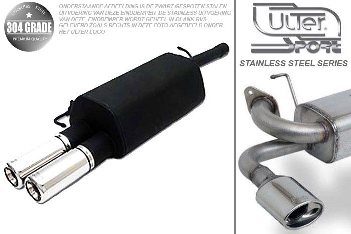 Ulter Sport, Einddemper, Geheel RVS, Dubbel Rond 80mm, Skoda, SUPERB, 1.8T 110kW, 2.0 85kW, 1.9TDi 74/96kW, 2002-, Pasklaar, Past op originele middendemper/katalysator