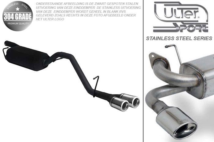 Ulter Sport, Einddemper, Geheel RVS, Dubbel Rond 80mm, Ford, FOCUS C-MAX, 1.6 16V 74/85kW, 1.8 16V 92kW, 2.0 16V 107kW, 1.8 TDCi 85 kW, 2004-, Pasklaar, Past op originele middendemper/katalysator