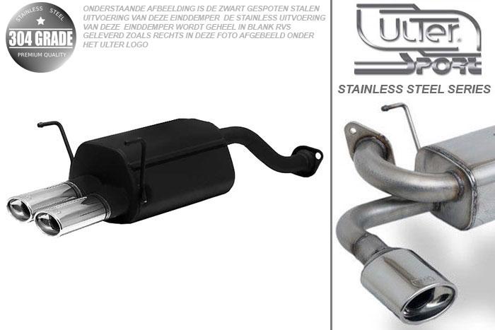 Ulter Sport, Einddemper, Geheel RVS, Dubbel Ovaal 95x65mm, Honda, CIVIC VII, 1.4 16V 66kW, 1.6 16V 81kW, 2002-2006, HATCHBACK, Pasklaar, Past op originele middendemper/katalysator