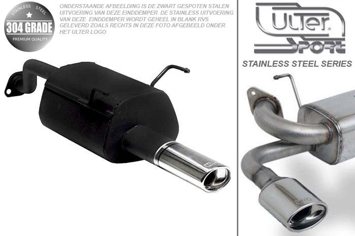 Ulter Sport, Einddemper, Geheel RVS, Enkel Ovaal 95x65mm, Honda, CIVIC VI, 1.4 66kW, 1.5 84kW, 1.6 77/92kW, 96-01, SEDAN, COUPE EJ6, Pasklaar, Past op originele middendemper/katalysator