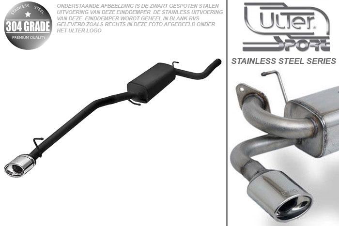 Ulter Sport, Einddemper, Geheel RVS, Enkel Ovaal 120x80mm, Ford, FOCUS II, 1.4 16V 59kW, 1.6 16V 74/85kW, 1.8 16V 92kW, 2.0 16V 107kW, 1.8 TDCi 85 kW, 2005-, SEDAN, Pasklaar, Past op originele middendemper/katalysator