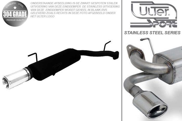 Ulter Sport, Einddemper, Geheel RVS, Enkel Rond 100mm, Opel, VECTRA-B  (facelift), 1.6 16V 74kW, 1.8 16V 92kW, 2.0 16V 108kW, 09/99-09/2002, COMBI, Pasklaar, Past op originele middendemper/katalysator