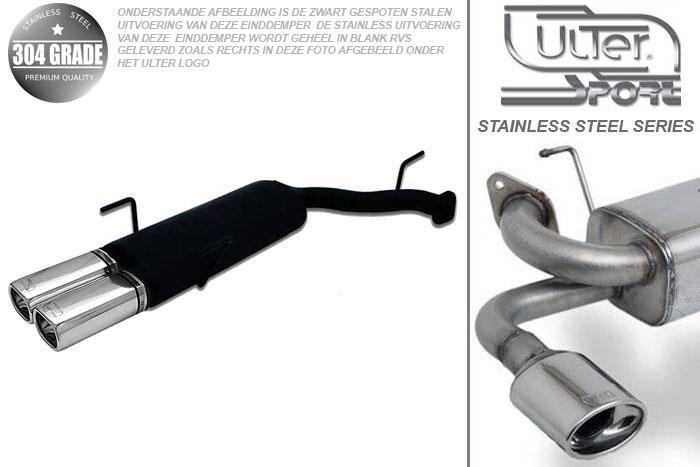 Ulter Sport, Einddemper, Geheel RVS, Dubbel Rechthoek 80x65mm, Opel, VECTRA-B  (facelift), 1.6 16V 74kW, 1.8 16V 92kW, 2.0 16V 108kW, 09/99-09/2002, COMBI, Pasklaar, Past op originele middendemper/katalysator