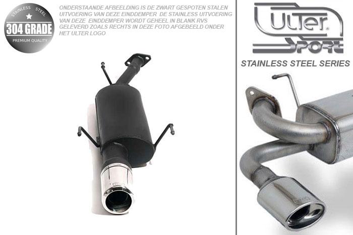 Ulter Sport, Einddemper, Geheel RVS, Enkel Rond 100mm, Opel, ASTRA-G, 1.4 16V 66kW, 1.6 16V 74kW, 1.8 8V 55/62kW, 1.8 16V 85/92kW, 2.0 16V 100kW, 98- 03   COMBI, Pasklaar, Past op originele middendemper/katalysator