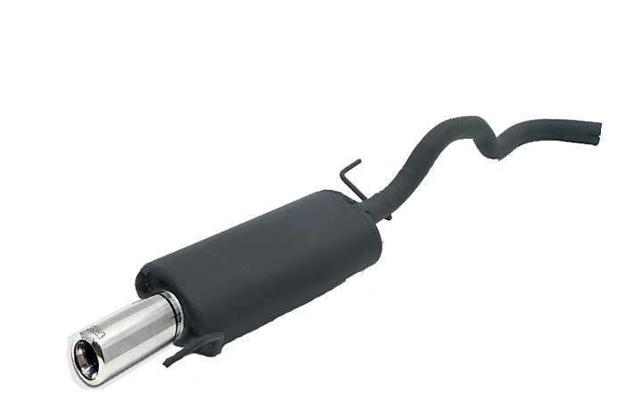 Ulter Sport, Einddemper, Staal, Enkel Rond 80mm, VW, POLO  6N, 1.0 33kW, 1.3 40kW, 1.4 44kW, 1.6 55kW, 95 - 01, Past op originele middendemper/katalysator