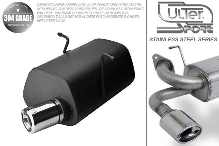 Ulter Sport, Einddemper, Geheel RVS, -Enkel Rond 80mm, Mini, ONE. COOPER, 1.4 70kW, 1.6 66/85/88kW, 00-, Pasklaar, Past op originele middendemper/katalysator