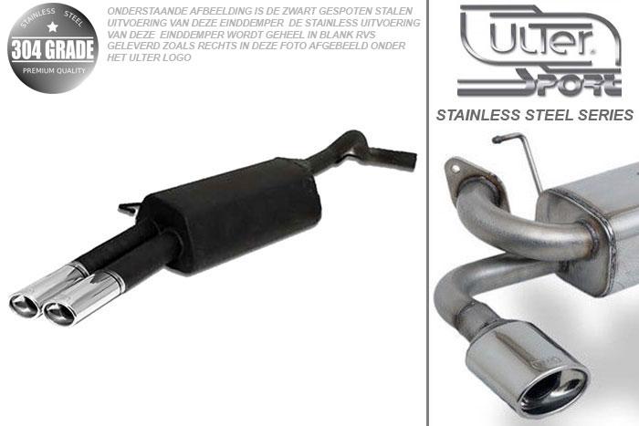 Ulter Sport, Einddemper, Geheel RVS, Dubbel Ovaal 95x65mm, Skoda, OCTAVIA, 1.4 44/55kW, 1.6 55/74kW, 1.8 92kW, 2.0 85kW,, 10/96-05, HATCHBACK. COMBI, Pasklaar, Past op originele middendemper/katalysator